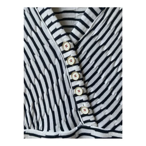 Anthropologie Paladino Maeve blue/ black and white midi stripped dress size S - Picture 7 of 13